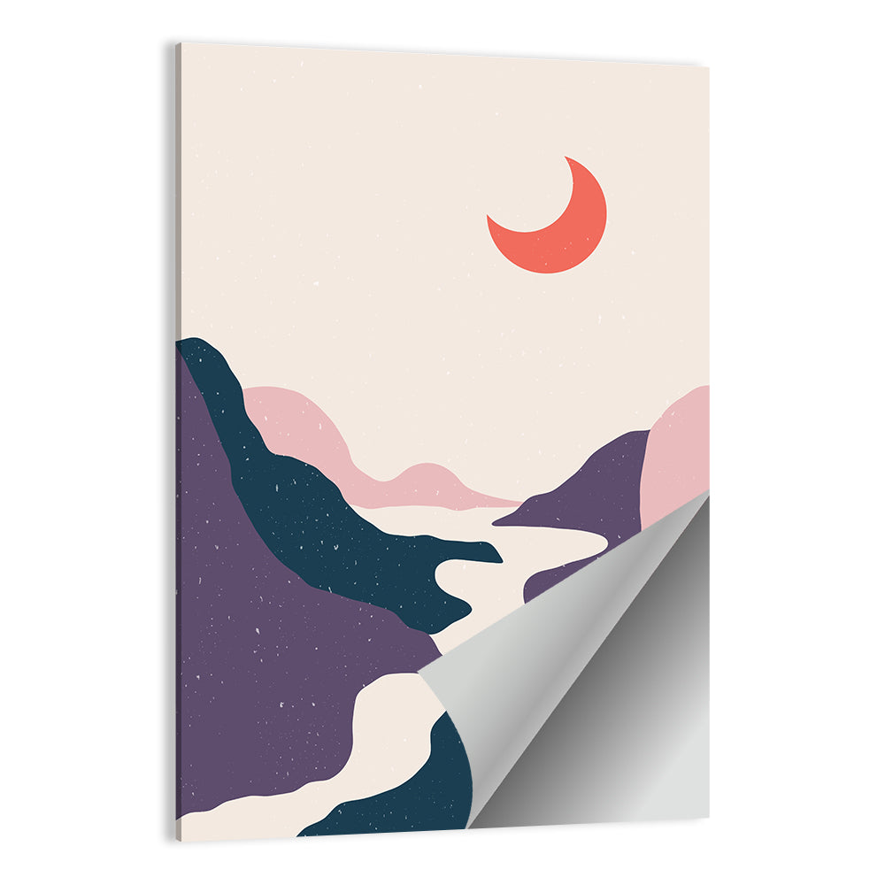 Crescent Moon Over Mountain Stream Wall Art