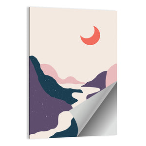 Moon Over Mountains Stream Wall Art