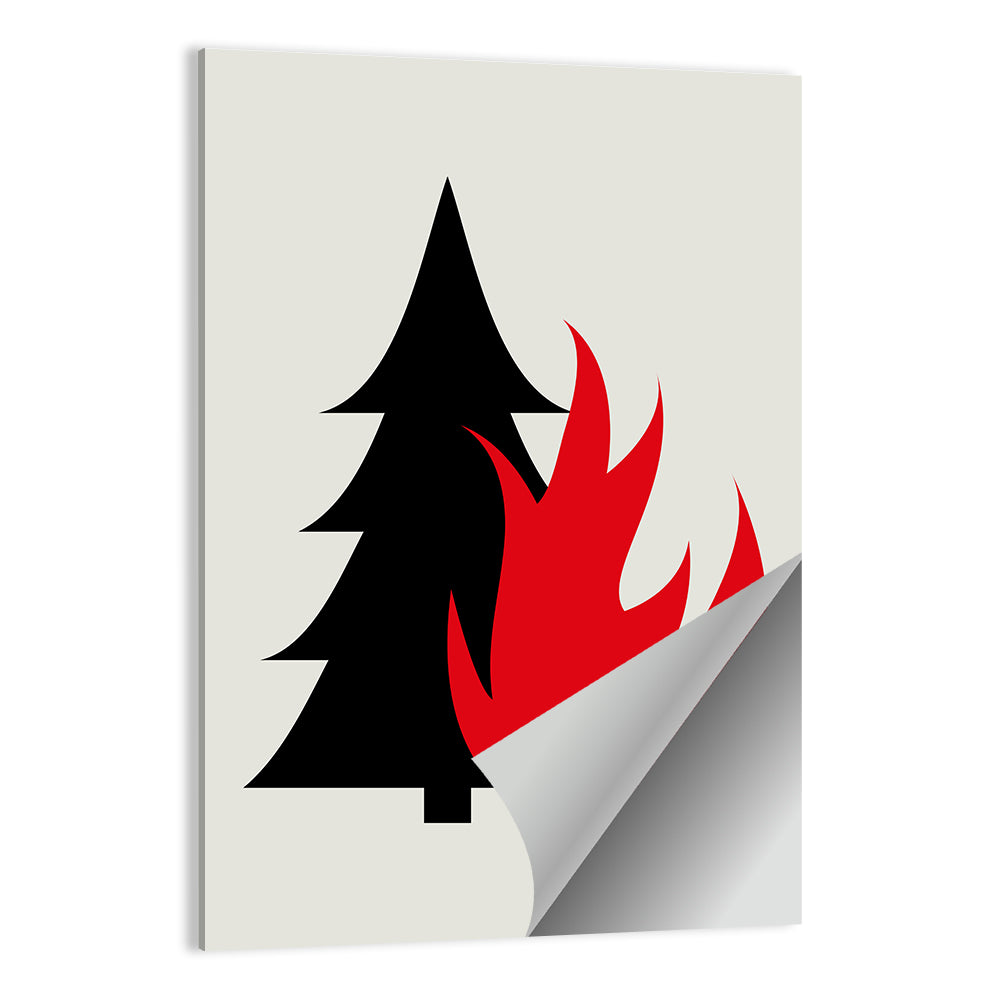 Forest Fire Minimalist Illustration Wall Art