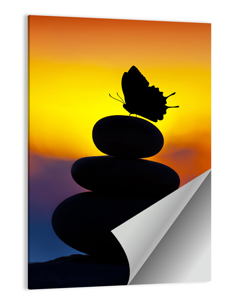 Stacked Spa Stones with Butterfly Wall Art