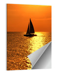 Sailboat Silhouette at Golden Sunset Wall Art