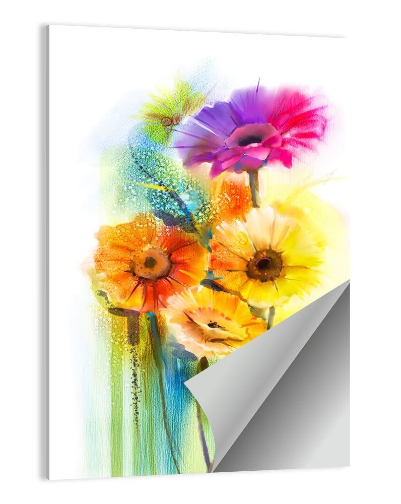 Gerbera Daisy Watercolor Bouquet Wall Art