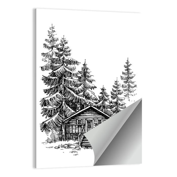 Log Cabin Sketch Wall Art as a poster print