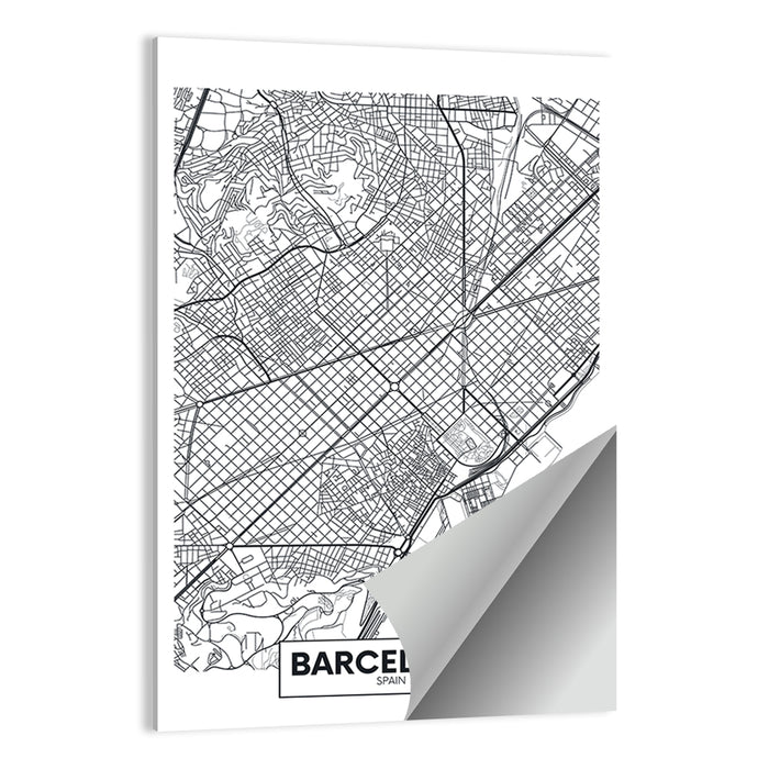 Barcelona Urban Grid Map Wall Art as a poster print