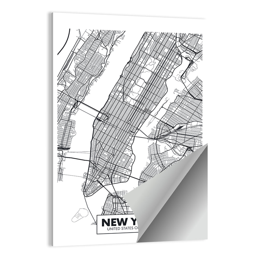 Manhattan Map, Black and White Wall Art, poster print, portrait