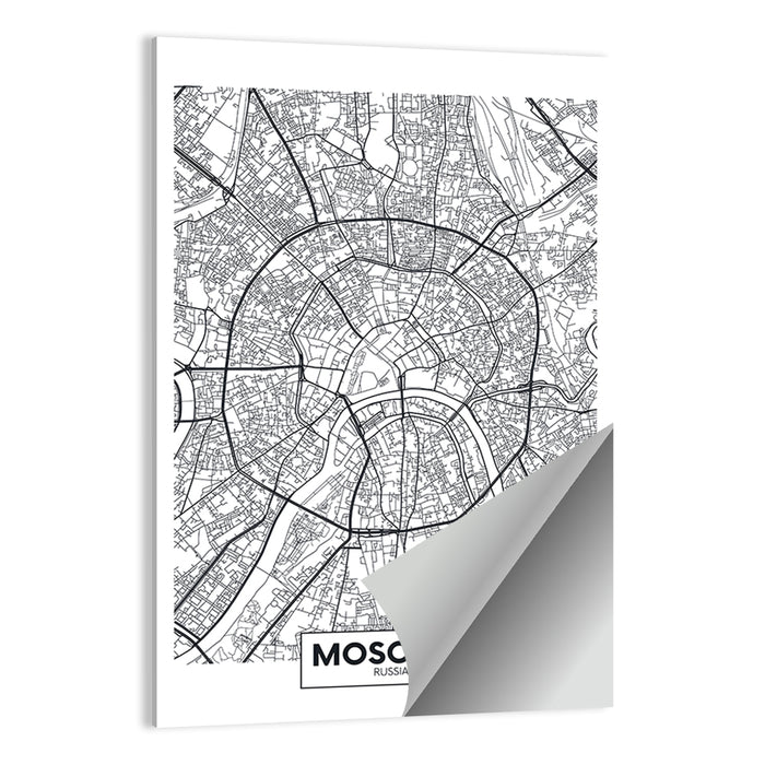 Moscow City Center Map Wall Art as a poster print