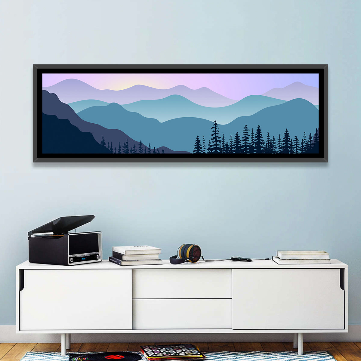 Purple Dawn Mountain Range Wall Art