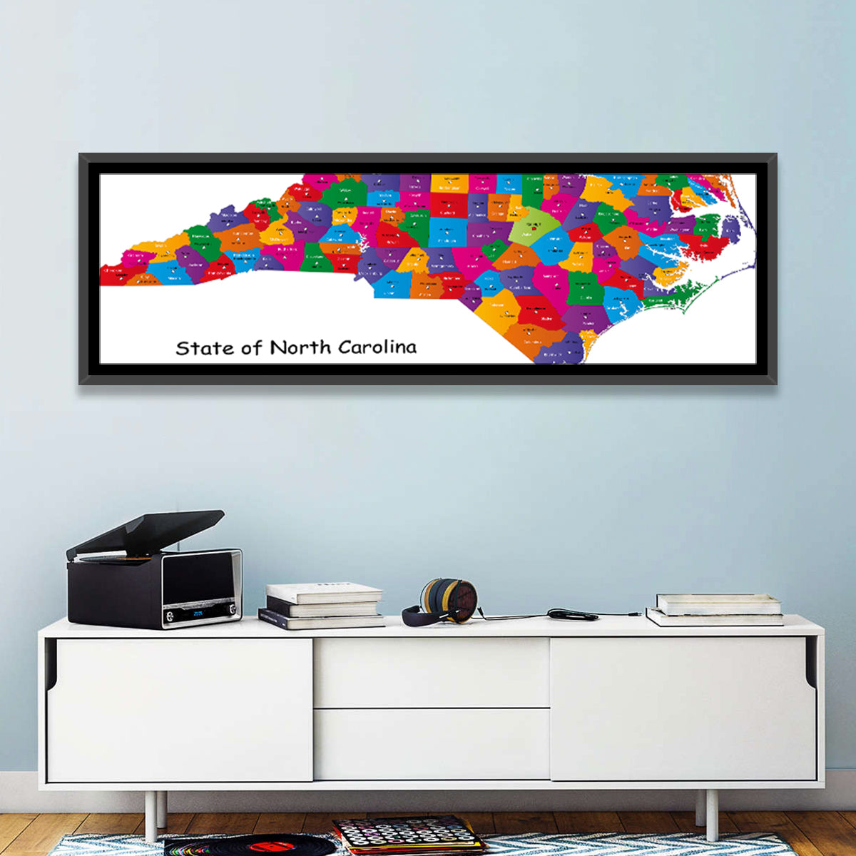 Colorful North Carolina Map Wall Art