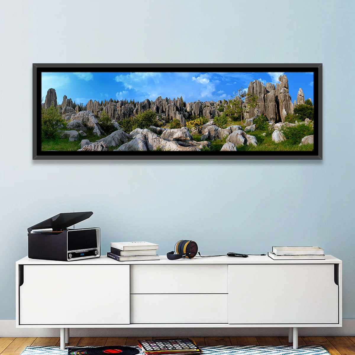 Shilin Stone Forest Wall Art in a room, panoramic