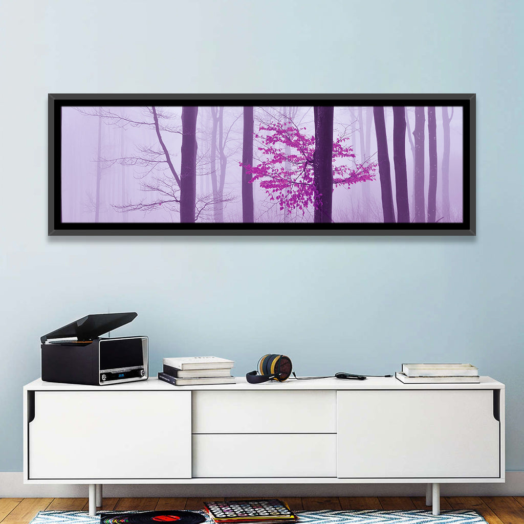 Magenta Tree in Foggy Forest Wall Art