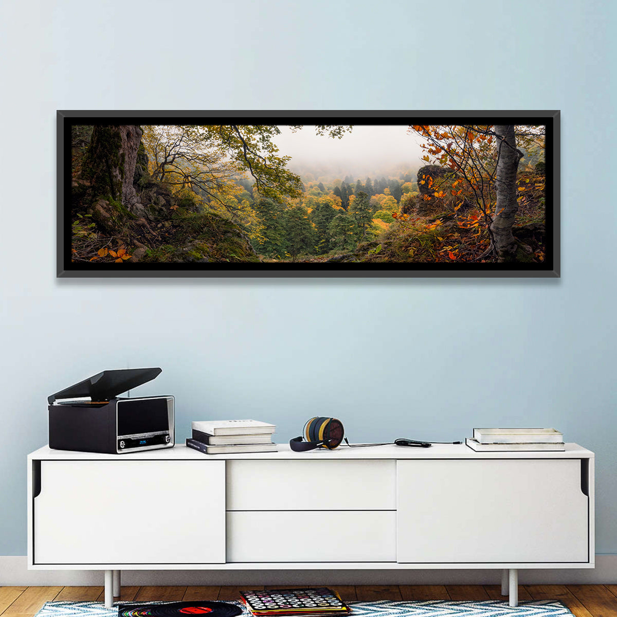 Enchanted Forest Valley Wall Art in a room, panoramic