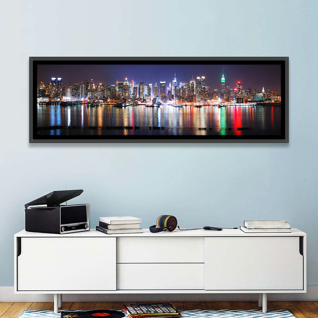 New York Skyline Mirror Reflection at Night Wall Art