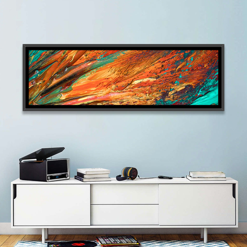 Flowing River Abstract in Orange and Teal Wall Art