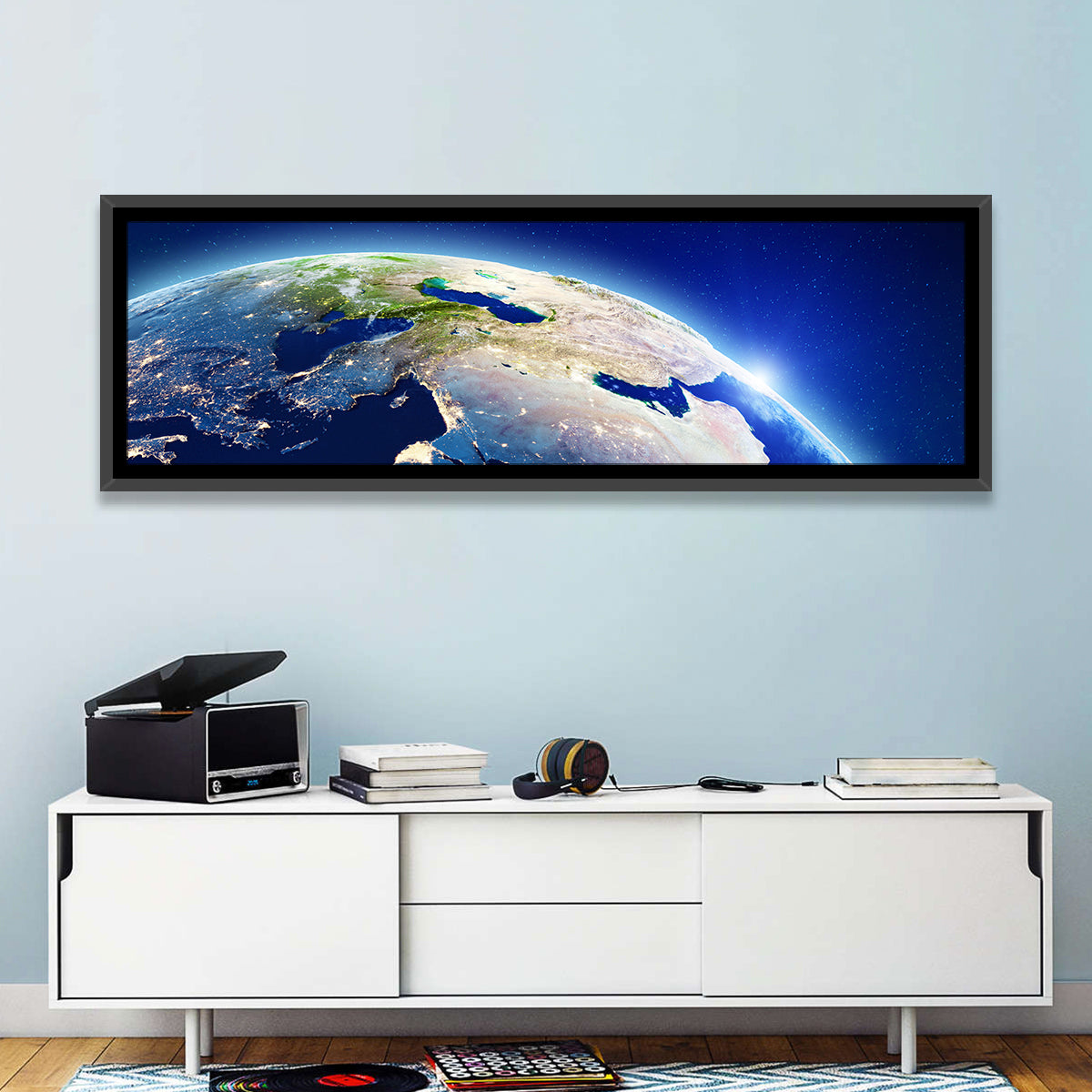 Middle East from Orbit Wall Art in a room, panoramic