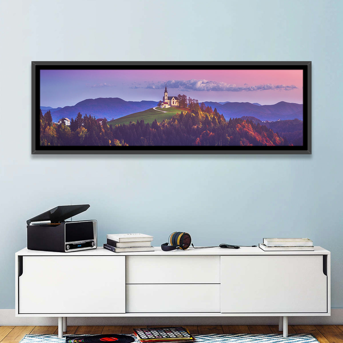 Saint Leonard Hilltop Church Wall Art in a room, panoramic