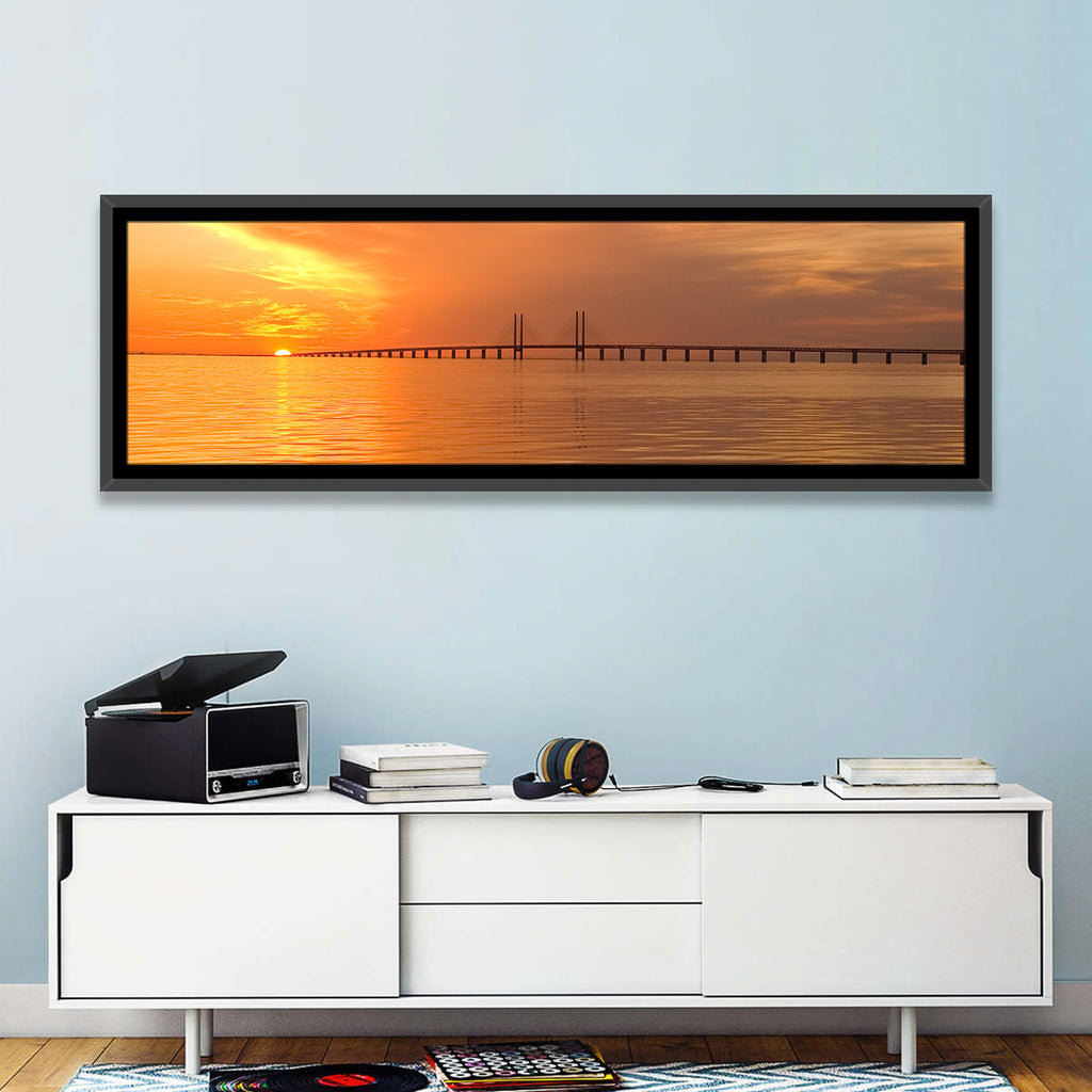 Øresund Bridge in Golden Light Wall Art