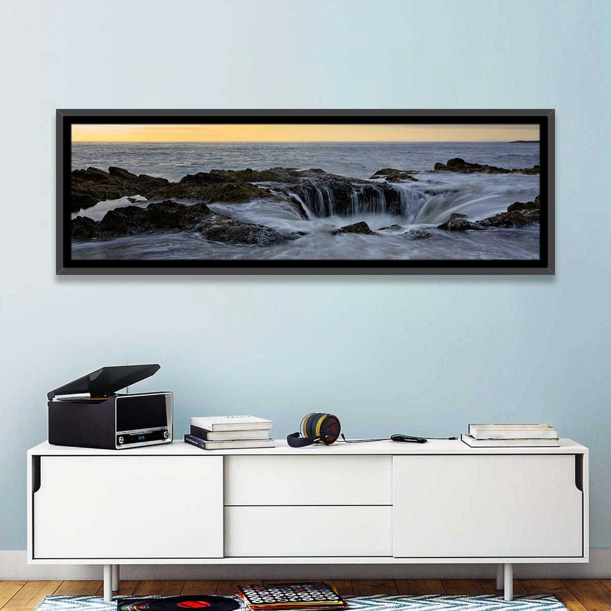Thor's Well at Cape Perpetua Wall Art in a room, panoramic