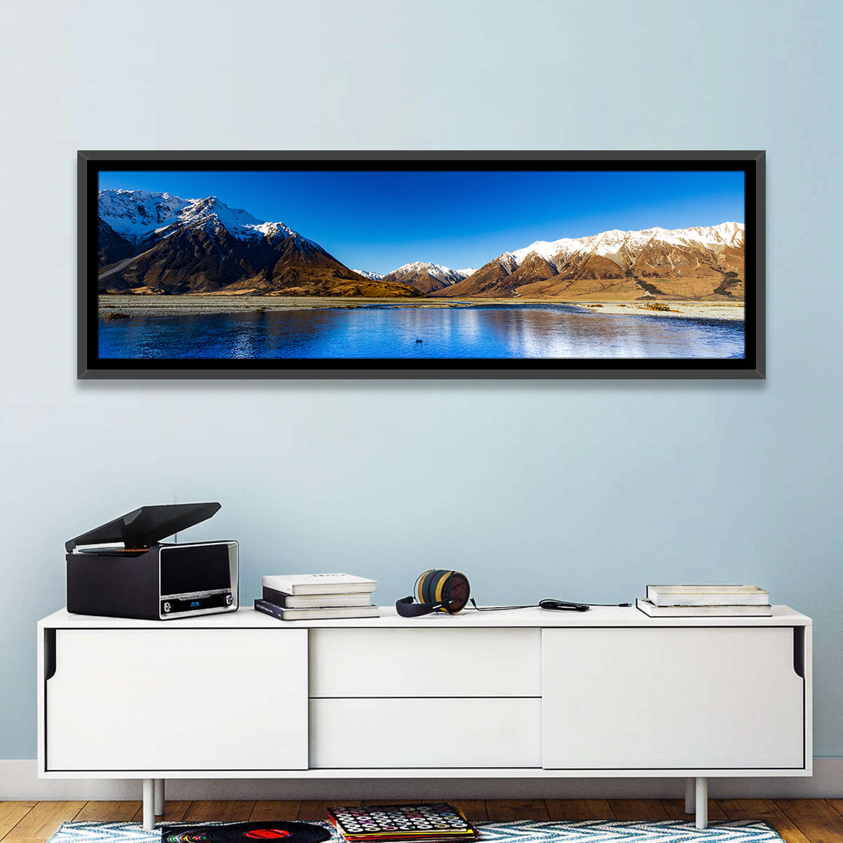 Hopkins River Reflection Wall Art in a room, panoramic
