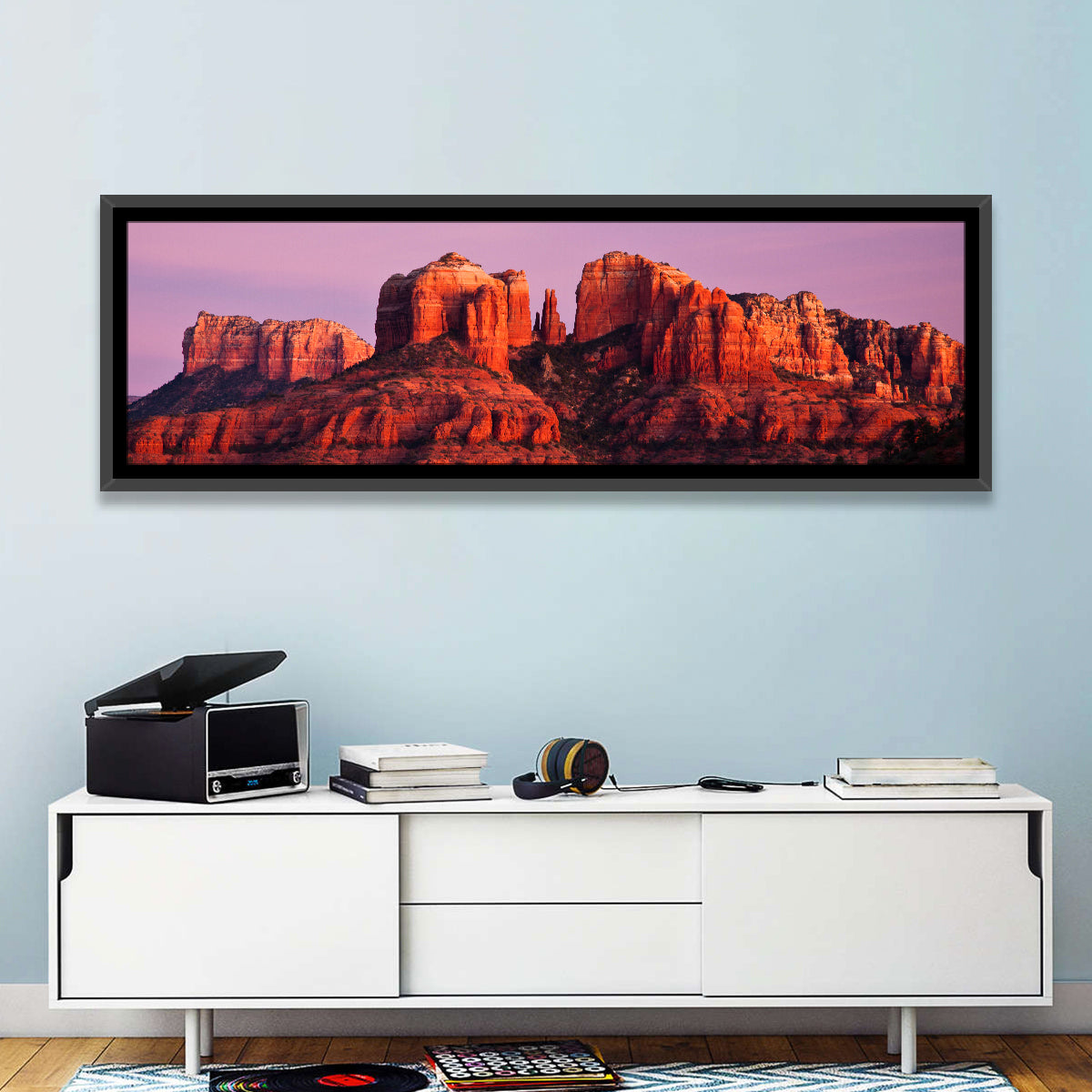 Cathedral Rock Sunset, Sedona Wall Art in a room, panoramic