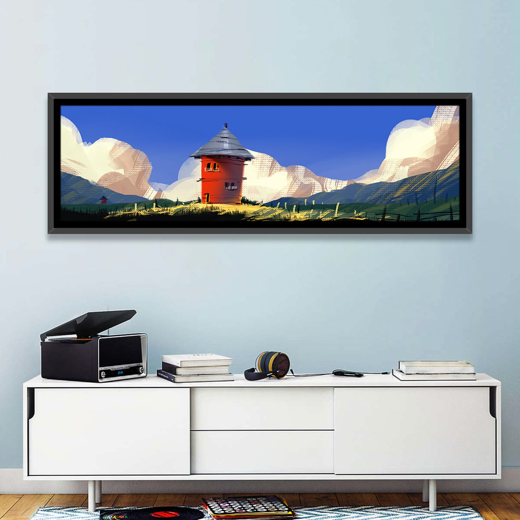 Red Tower in Meadow Wall Art