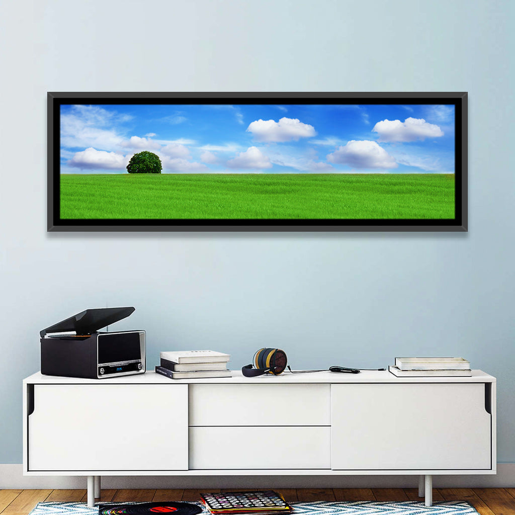 Solitary Tree Over Green Meadow Wall Art