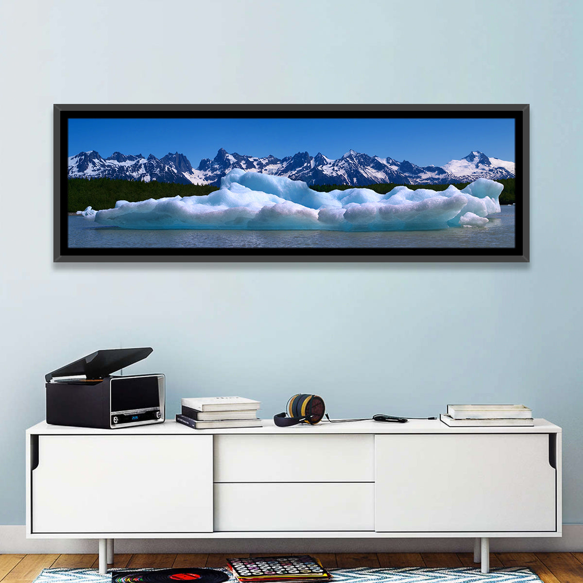 Chilkat Glacier and Iceberg Wall Art in a room, panoramic
