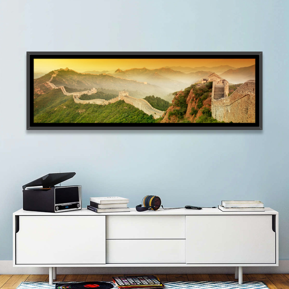 Great Wall of China Wall Art in a room, panoramic
