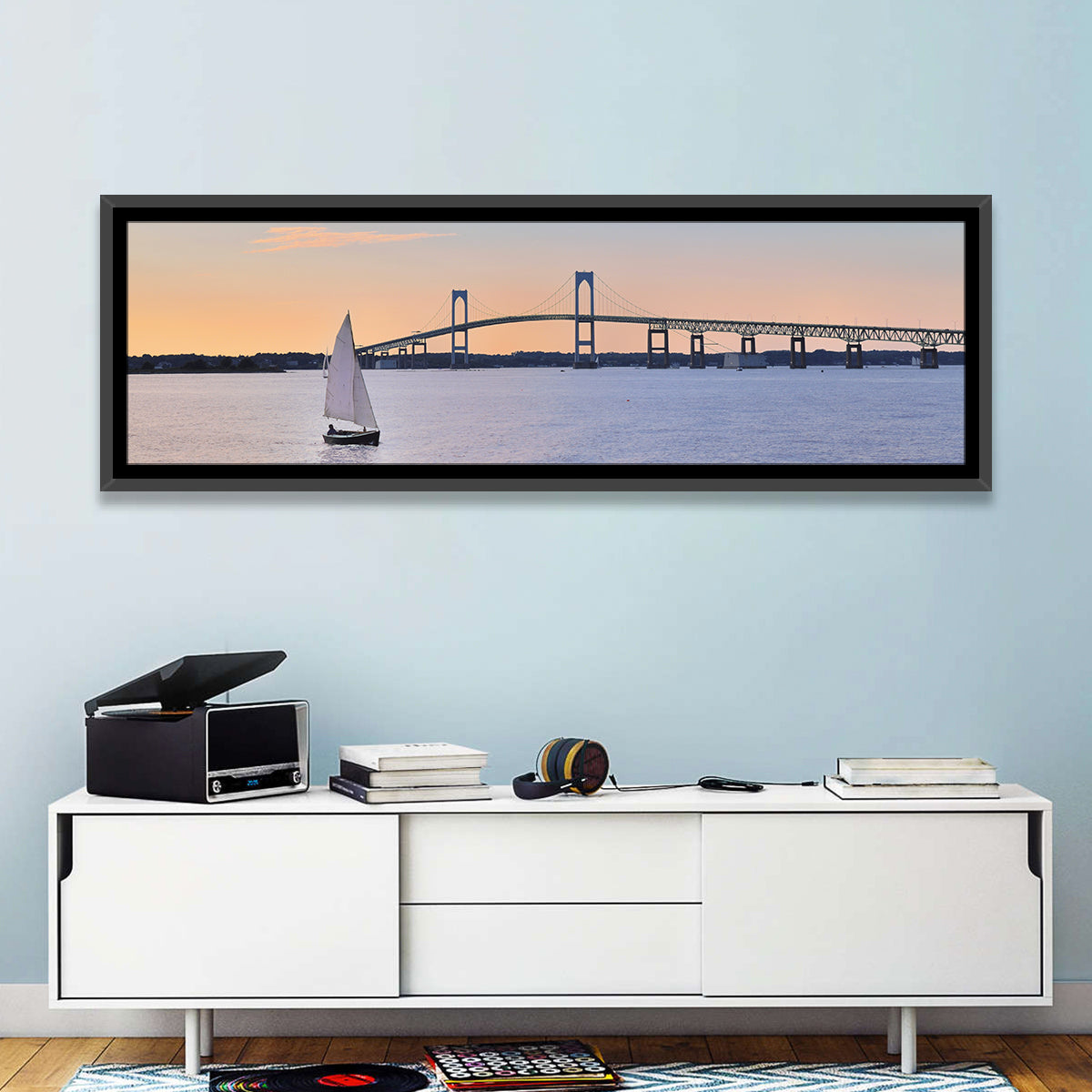 Newport Bridge at Sunset Wall Art