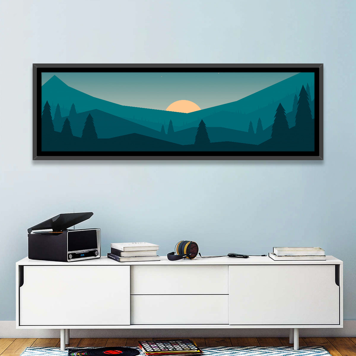 Black Forest Sunset Illustration Wall Art