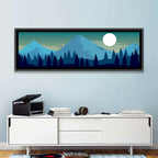 Moonlit Snowy Mountain Forest Wall Art