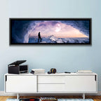 Moonlit Ice Cave Hiker Wall Art