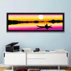 Fisherman Silhouette at Sunset Wall Art