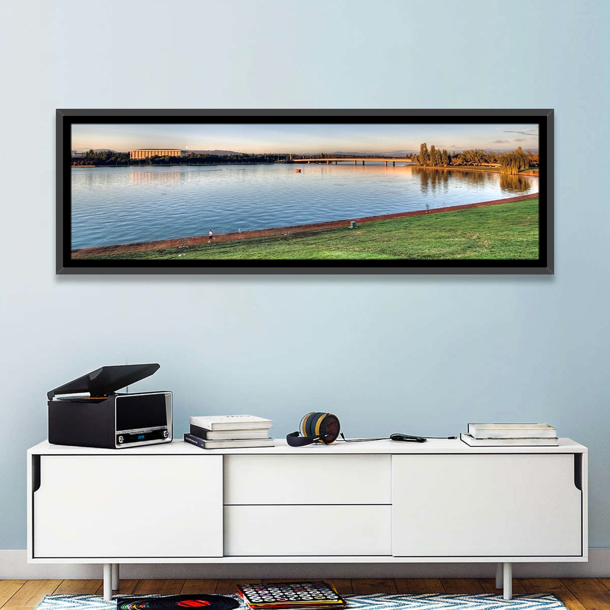 Lake Burley Griffin, Canberra Wall Art in a room, panoramic
