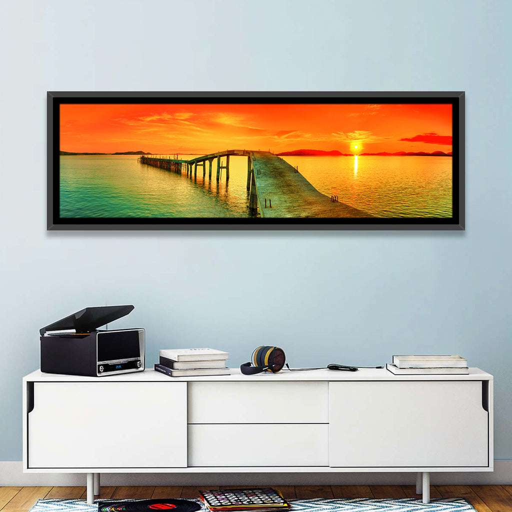 Sea Pier Sunset Wall Art