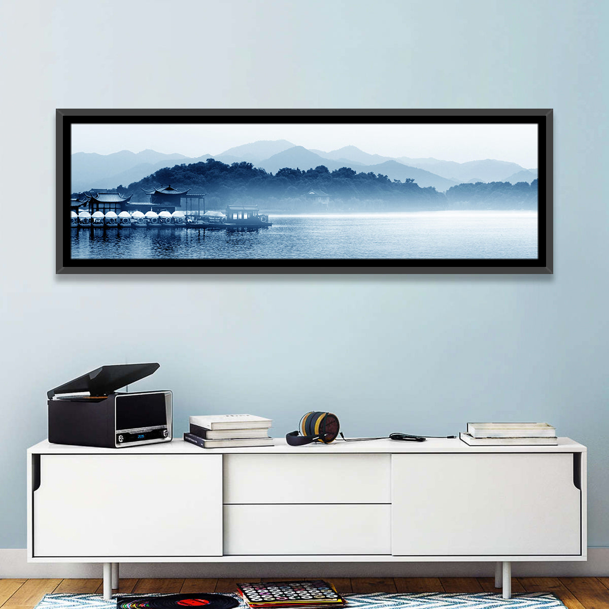 Hangzhou West Lake Wall Art in a room, panoramic