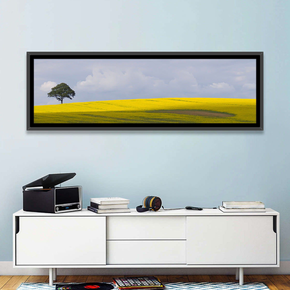 Solitary Tree Over Rapeseed Field Wall Art