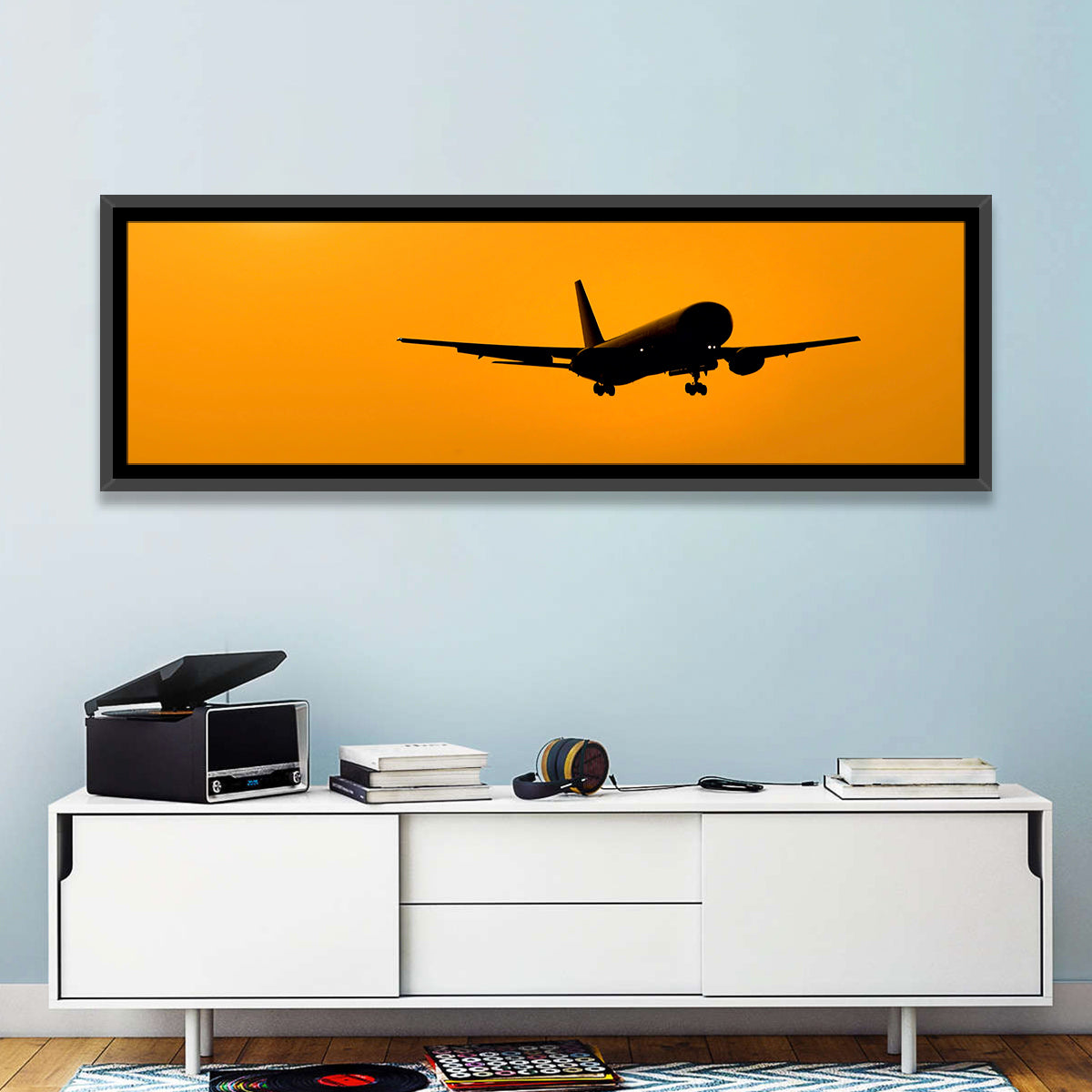Golden Hour Airliner Silhouette Wall Art