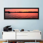 Lake James Sunset with Boat Wall Art