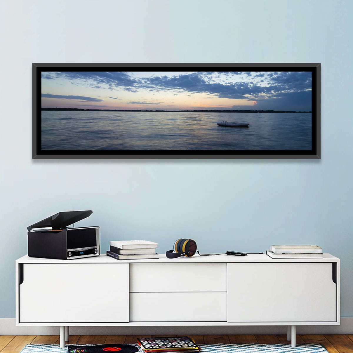 Lake Okoboji at Twilight Wall Art in a room, panoramic