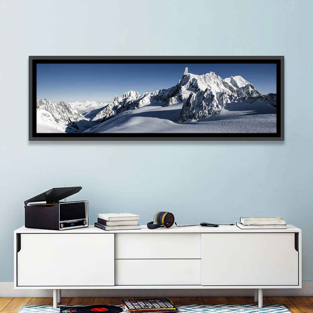 Mont Blanc Vista Wall Art in a room, panoramic
