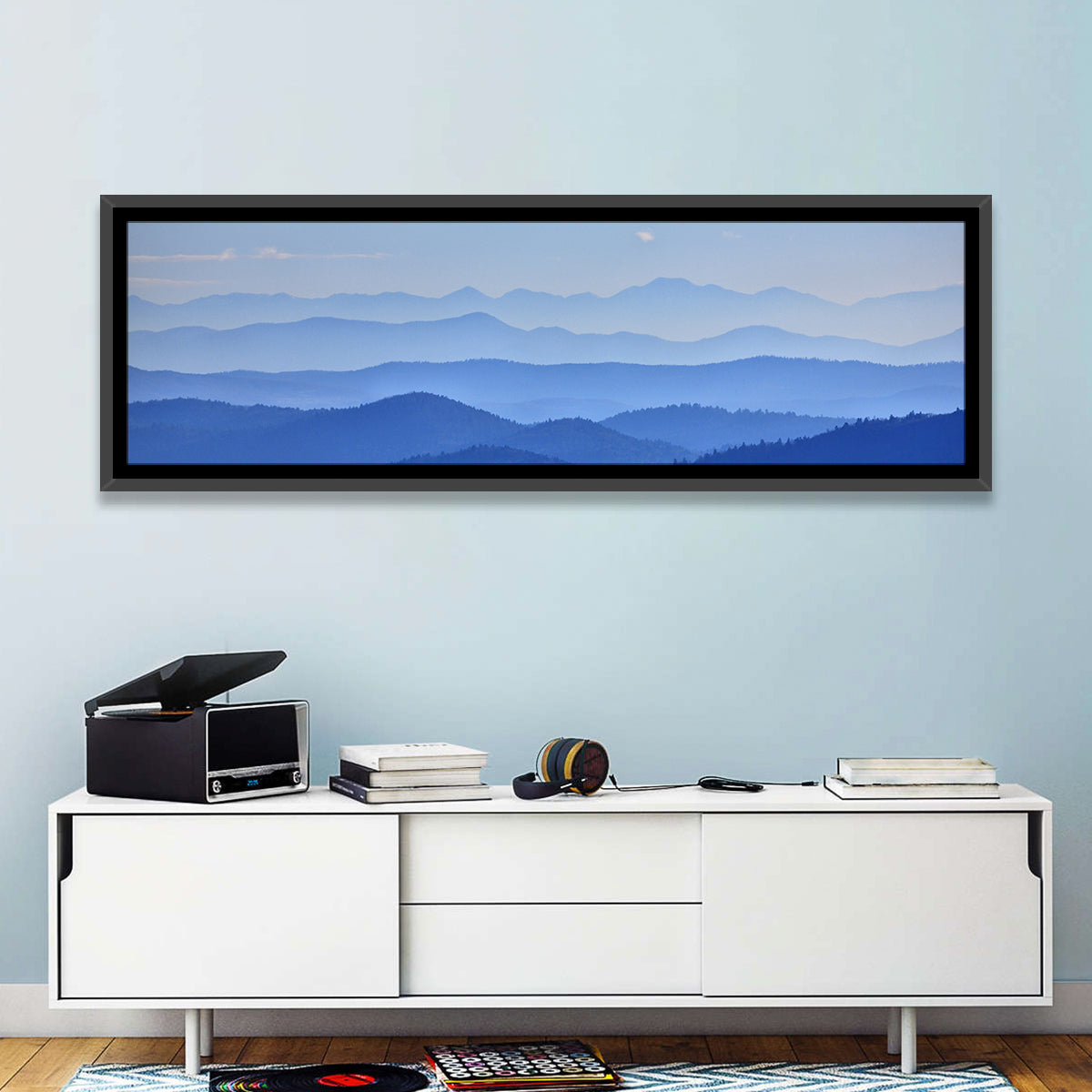 Misty Blue Mountain Valley Wall Art
