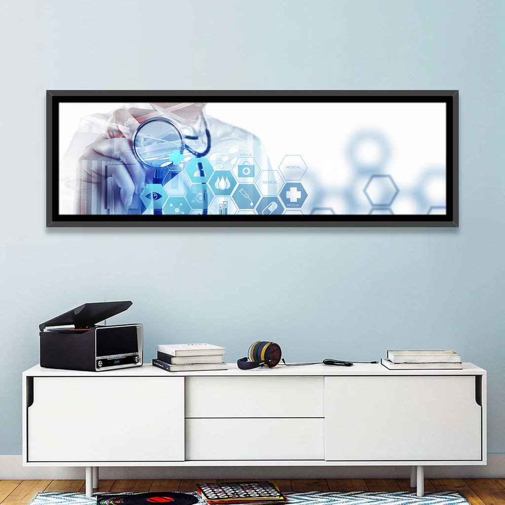 Stethoscope Checkup with Medical Icons Wall Art