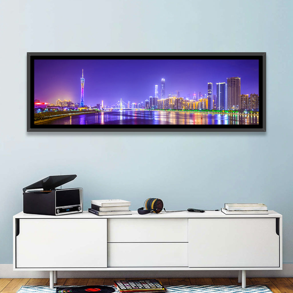 Guangzhou Skyline Night Over Pearl River Wall Art