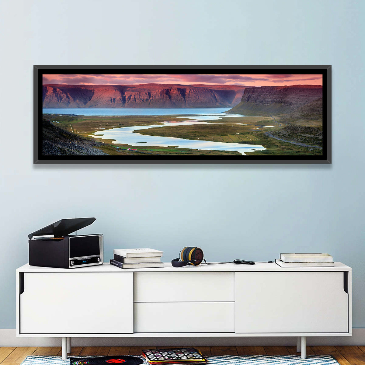 Westfjords Dusk, Iceland Wall Art in a room, panoramic