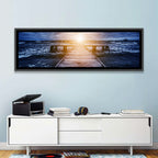 Sunlit Wooden Jetty at Dusk Wall Art
