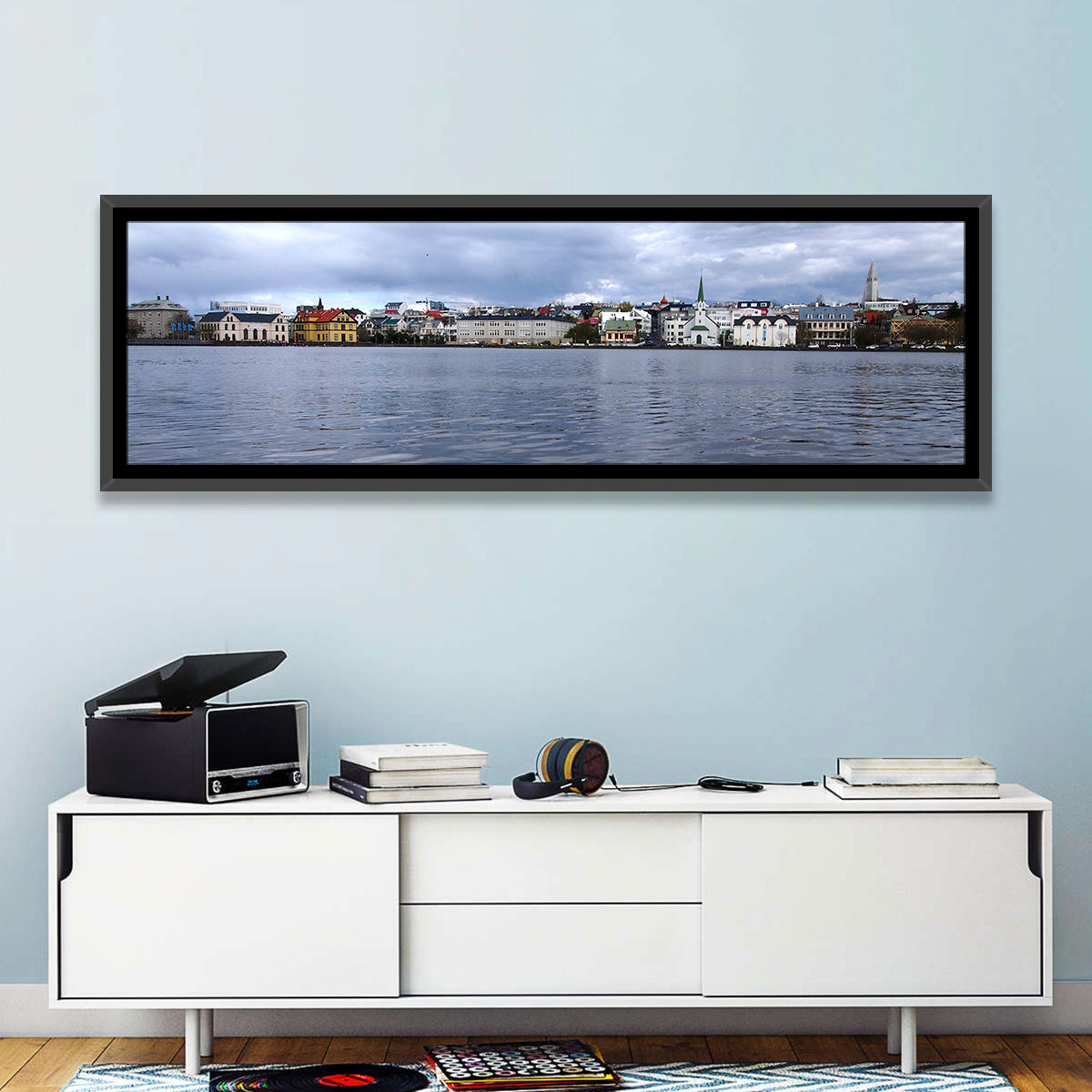 Tjörnin Reykjavik Skyline Wall Art