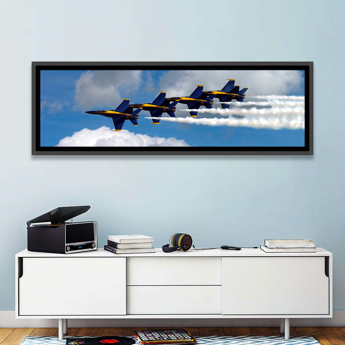 Blue and Gold Fighter Jets Wall Art