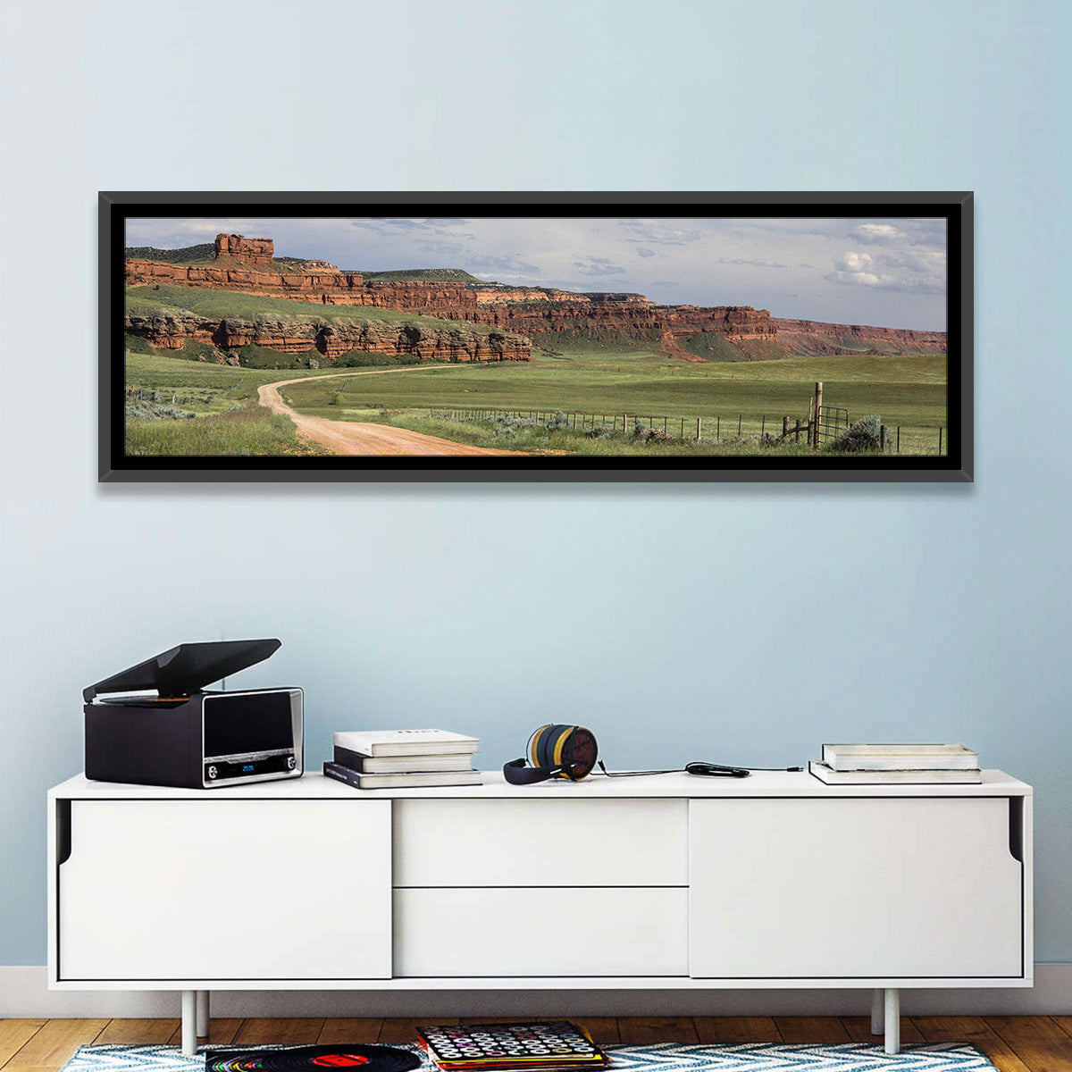 Kaycee Red Cliffs Wall Art in a room, panoramic