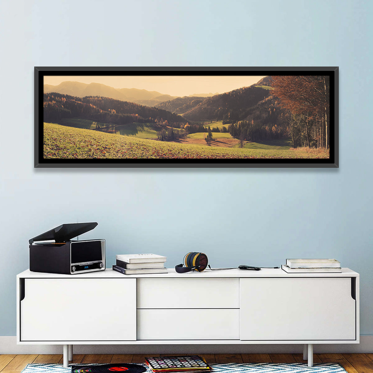 Stodertal Valley Wall Art in a room, panoramic