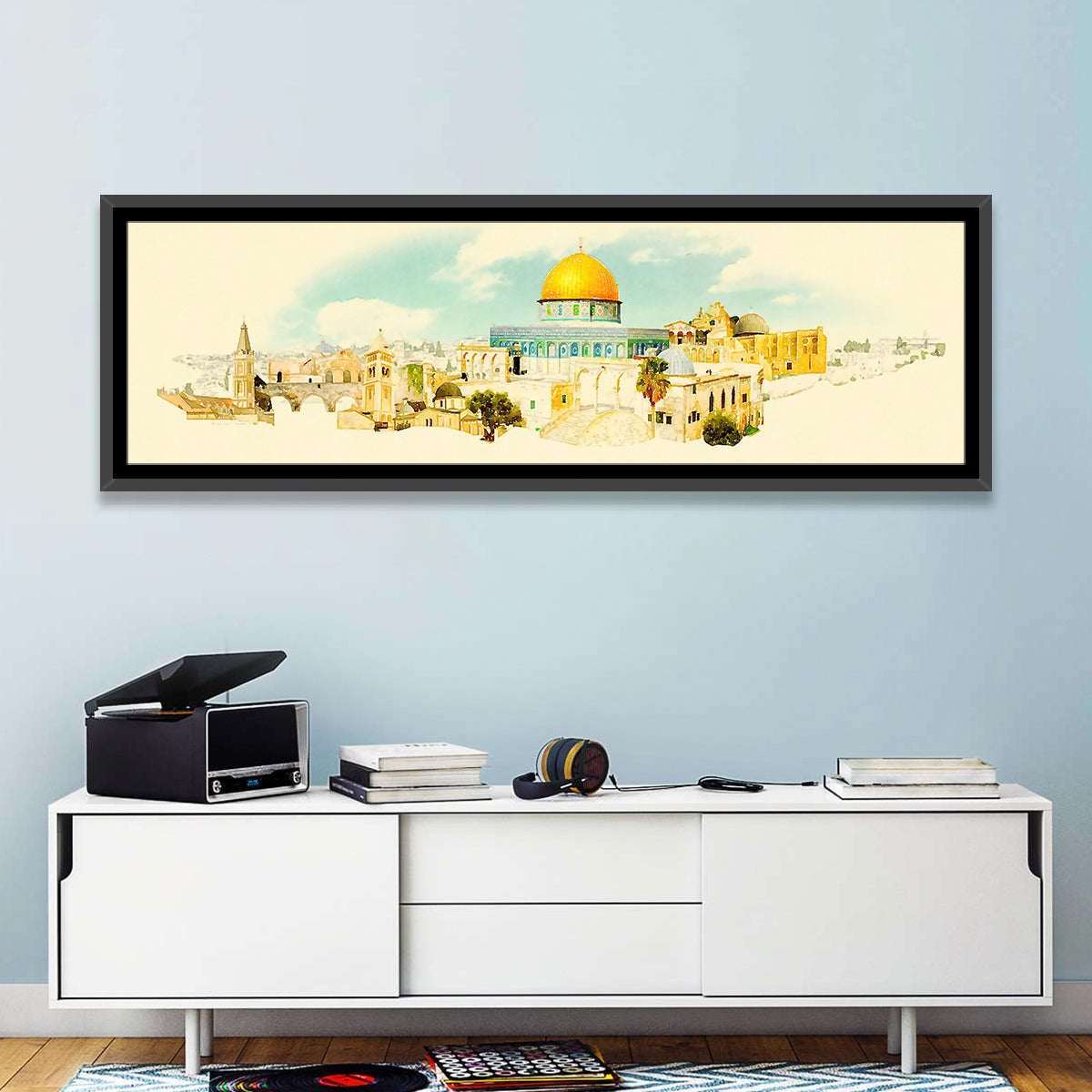 Golden Dome of the Rock, Jerusalem Wall Art in a room, panoramic
